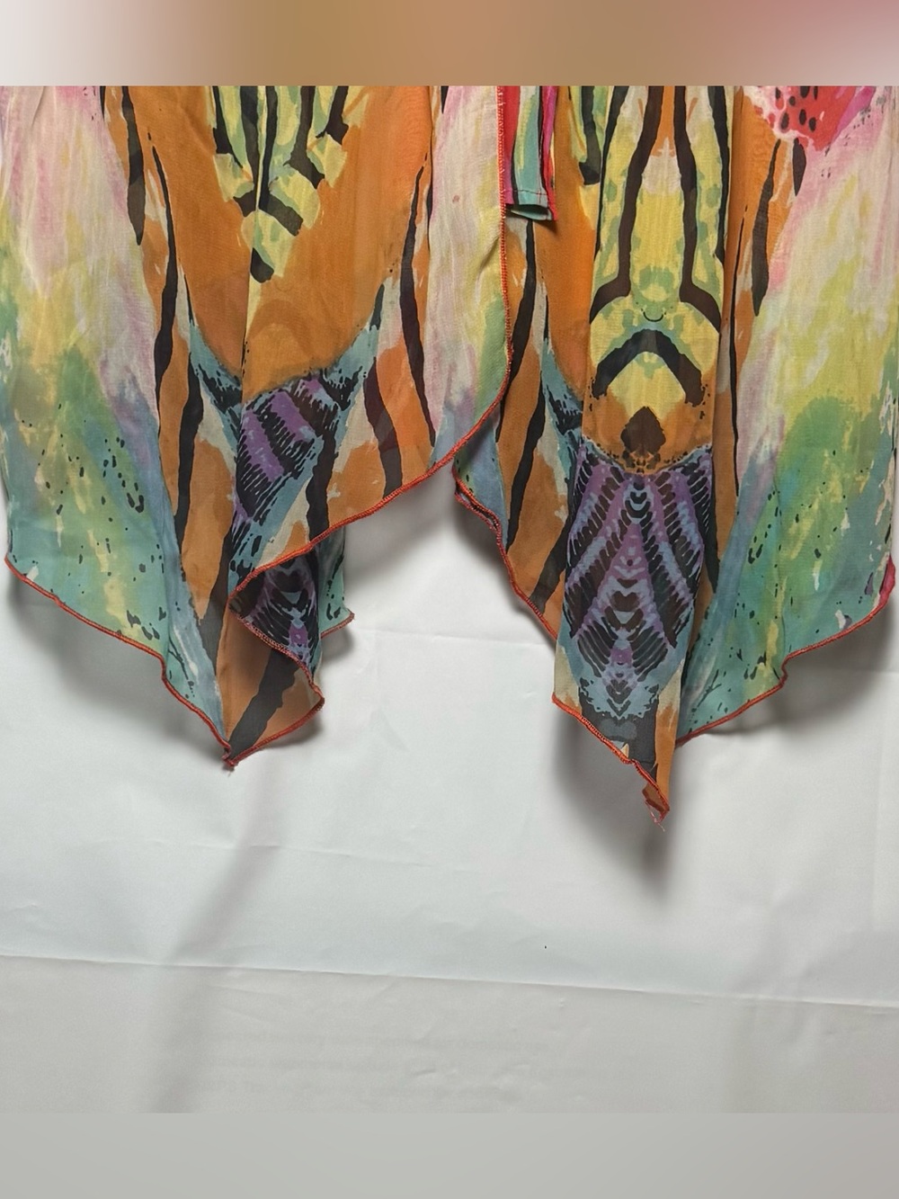 The Pyramid Collection Women’s XL Topper sheer Multicolor Rayon Kimono beach. - Picture 6 of 11